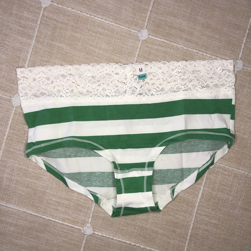 Maurices Green and White‎ Striped Lace-Waist Hipster